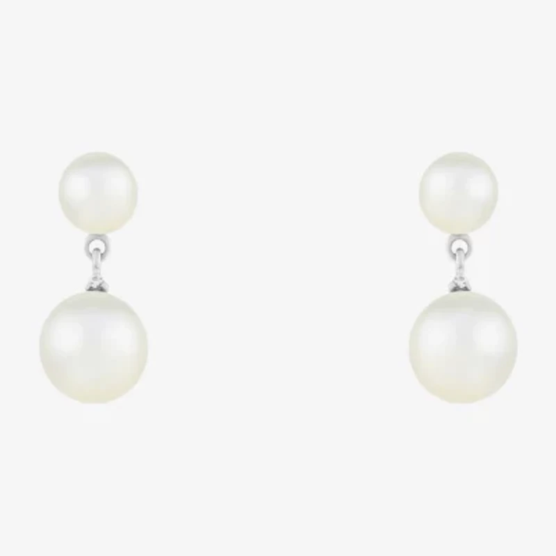 Limited Quantities! Womens White Cultured Freshwater Pearl Sterling Silver Drop Earrings