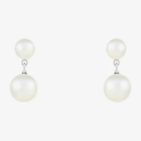 Limited Quantities! Womens White Cultured Freshwater Pearl Sterling Silver Drop Earrings