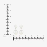 Limited Quantities! Womens White Cultured Freshwater Pearl Sterling Silver Drop Earrings