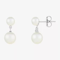 Limited Quantities! Womens White Cultured Freshwater Pearl Sterling Silver Drop Earrings
