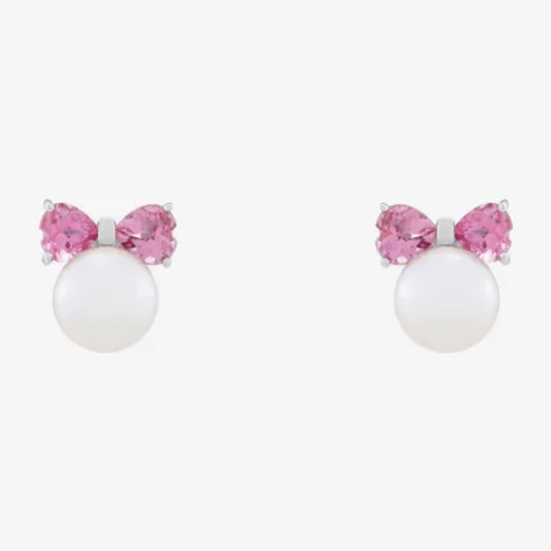 Limited Quantities! Pink Cultured Freshwater Pearl Sterling Silver 10.5mm Bow Stud Earrings