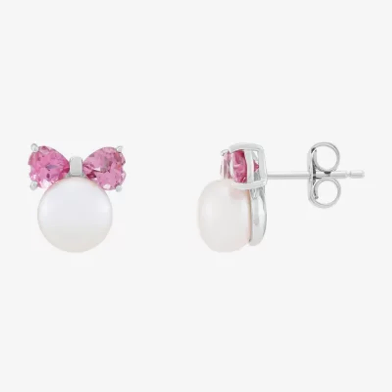 Limited Quantities! Pink Cultured Freshwater Pearl Sterling Silver 10.5mm Bow Stud Earrings