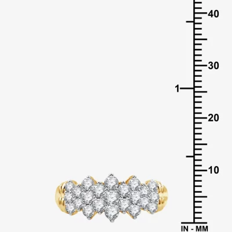 (G, Si1-Si2) Womens 2.5MM 1 CT. T.W. Lab Grown White Diamond 10K Two Tone Gold Cluster Band