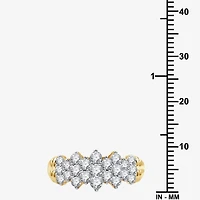 (G, Si1-Si2) Womens 2.5MM 1 CT. T.W. Lab Grown White Diamond 10K Two Tone Gold Cluster Band