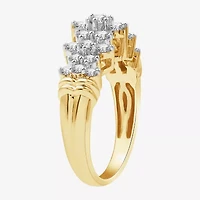 (G, Si1-Si2) Womens 2.5MM 1 CT. T.W. Lab Grown White Diamond 10K Two Tone Gold Cluster Band