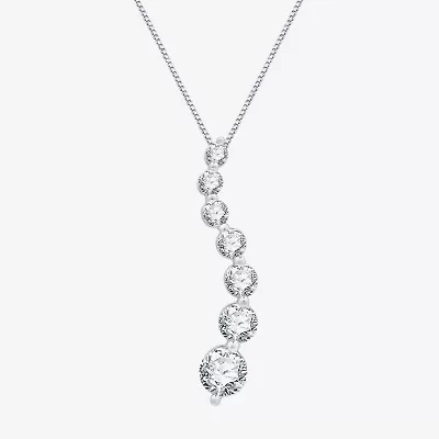 (G/Si1-Si2) Womens 1 CT. T.W. Lab Grown White Diamond 10K White Gold 18 Inch Pendant Necklace