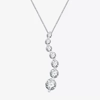 (G/Si1-Si2) Womens 1 CT. T.W. Lab Grown White Diamond 10K White Gold 18 Inch Pendant Necklace