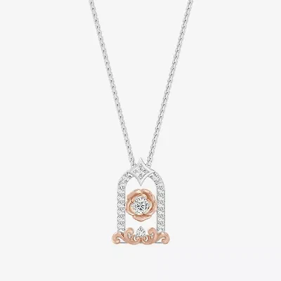 Enchanted Disney Fine Jewelry (I Womens 1/4 CT. T.W. Lab Grown White Diamond 14K Gold Over Silver Sterling Silver 18 Inch Pendant Necklace