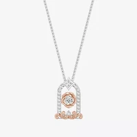Enchanted Disney Fine Jewelry (I Womens 1/4 CT. T.W. Lab Grown White Diamond 14K Gold Over Silver Sterling Silver 18 Inch Pendant Necklace