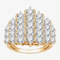G/Si1-Si2 Womens 3 CT. T.W. Lab Grown White Diamond 14K Gold Over Silver Cluster Cocktail Ring