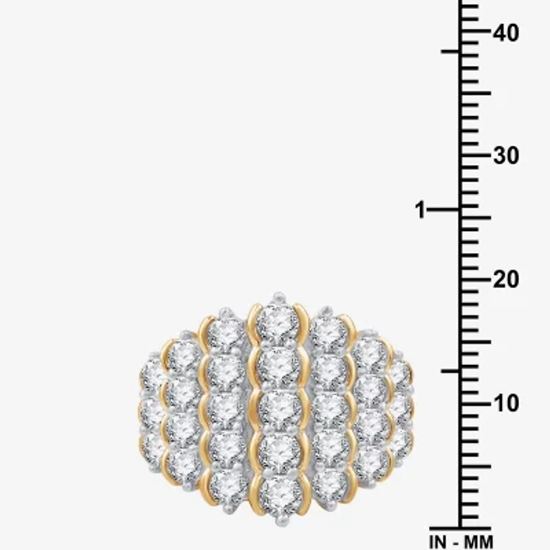 G/Si1-Si2 Womens 3 CT. T.W. Lab Grown White Diamond 14K Gold Over Silver Cluster Cocktail Ring