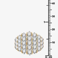 G/Si1-Si2 Womens 3 CT. T.W. Lab Grown White Diamond 14K Gold Over Silver Cluster Cocktail Ring