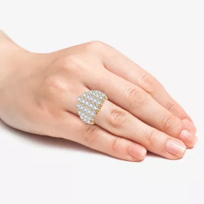 G/Si1-Si2 Womens 3 CT. T.W. Lab Grown White Diamond 14K Gold Over Silver Cluster Cocktail Ring