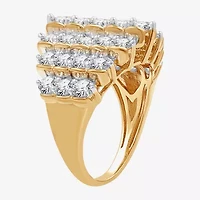 G/Si1-Si2 Womens 3 CT. T.W. Lab Grown White Diamond 14K Gold Over Silver Cluster Cocktail Ring