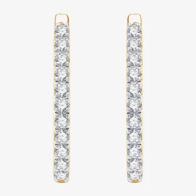 G/ Si1-Si2 Womens 1/2 CT. T.W. Lab Grown White Diamond Sterling Silver 21.6mm Round Hoop Earrings