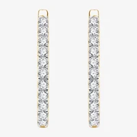 G/ Si1-Si2 Womens 1/2 CT. T.W. Lab Grown White Diamond Sterling Silver 21.6mm Round Hoop Earrings