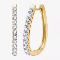 G/ Si1-Si2 Womens 1/2 CT. T.W. Lab Grown White Diamond Sterling Silver 21.6mm Round Hoop Earrings