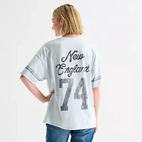 Arizona Womens Juniors Crew Neck Short Sleeve Oversized Graphic T-Shirt