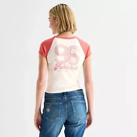 Arizona Womens Juniors Round Neck Short Sleeve Graphic T-Shirt