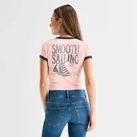 Arizona Womens Juniors Crew Neck Short Sleeve T-Shirt