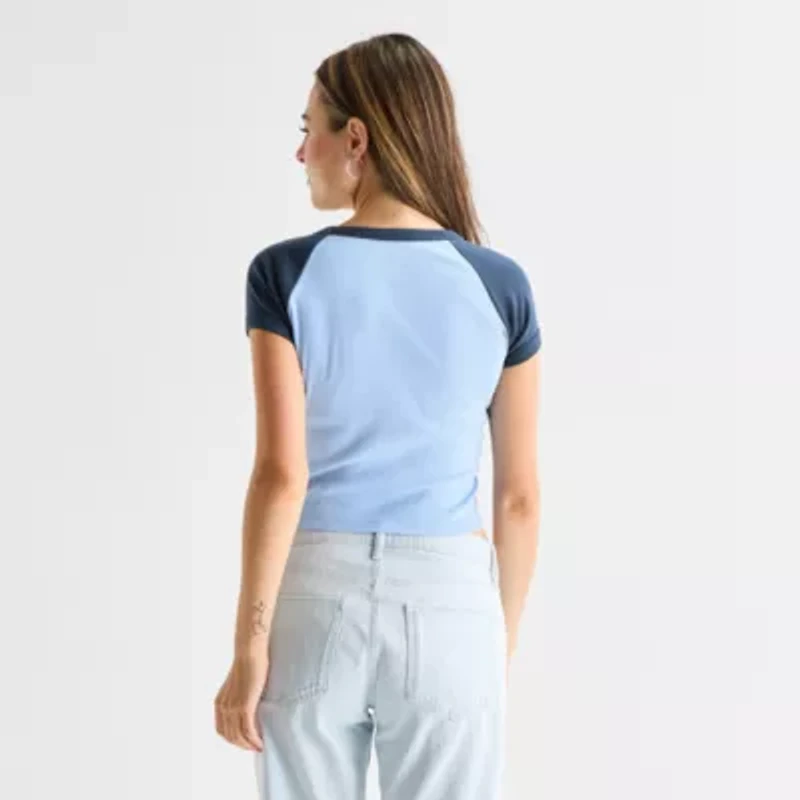 Arizona Womens Juniors Crew Neck Short Sleeve T-Shirt