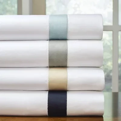 Pointehaven Long Staple Cotton Colored Bordered Hem Deep Pocket Oversized 525tc Sheet Set