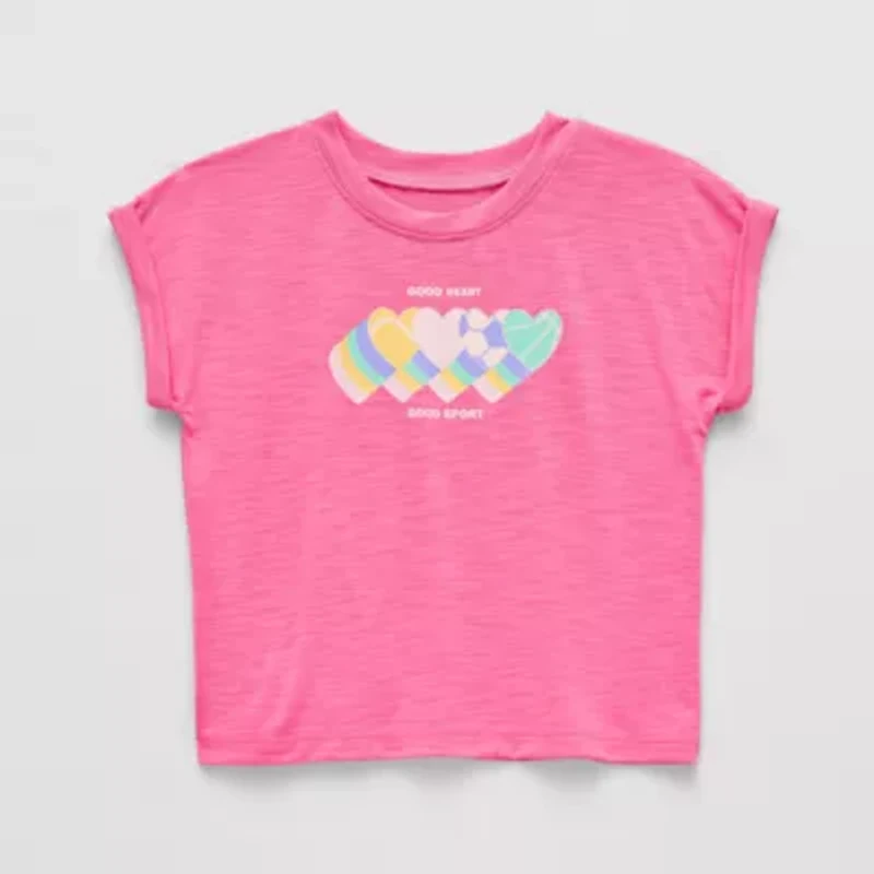 Okie Dokie Active Toddler & Little Girls Round Neck Short Sleeve Regular Fit Graphic T-Shirt