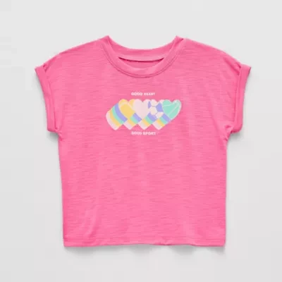 Okie Dokie Active Toddler & Little Girls Round Neck Short Sleeve Regular Fit Graphic T-Shirt