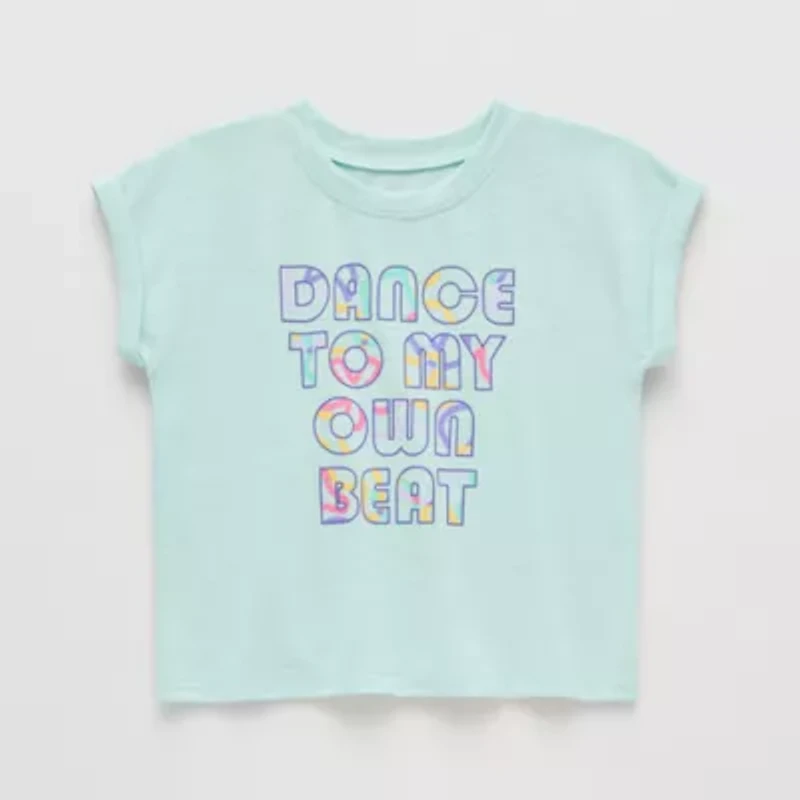 Okie Dokie Active Toddler & Little Girls Round Neck Short Sleeve Regular Fit Graphic T-Shirt