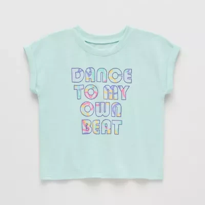 Okie Dokie Active Toddler & Little Girls Round Neck Short Sleeve Regular Fit Graphic T-Shirt