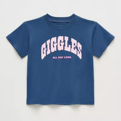 Okie Dokie Toddler & Little Girls Round Neck Short Sleeve Relaxed Fit Graphic T-Shirt