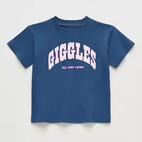 Okie Dokie Toddler & Little Girls Round Neck Short Sleeve Relaxed Fit Graphic T-Shirt