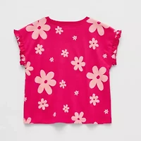 Okie Dokie Toddler & Little Girls Crew Neck Sleeveless Regular Fit Graphic T-Shirt