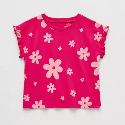 Okie Dokie Toddler & Little Girls Crew Neck Sleeveless Regular Fit Graphic T-Shirt