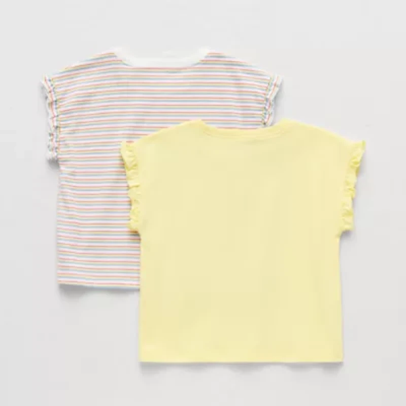 Okie Dokie Toddler & Little Girls Round Neck Short Sleeve Regular Fit Graphic T-Shirt