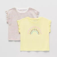 Okie Dokie Toddler & Little Girls Round Neck Short Sleeve Regular Fit Graphic T-Shirt