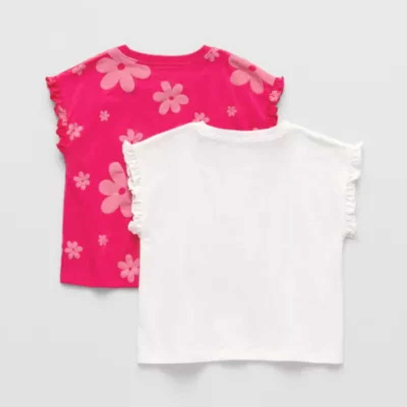 Okie Dokie Toddler & Little Girls Round Neck Short Sleeve Regular Fit Graphic T-Shirt