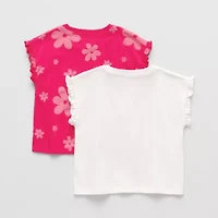 Okie Dokie Toddler & Little Girls Round Neck Short Sleeve Regular Fit Graphic T-Shirt