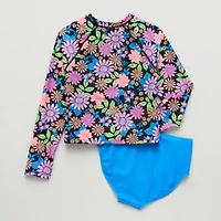Thereabouts Little & Big Kid Girls Floral 2-pc. Rash Guard Set