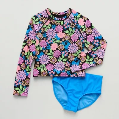 Thereabouts Little & Big Kid Girls Floral 2-pc. Rash Guard Set
