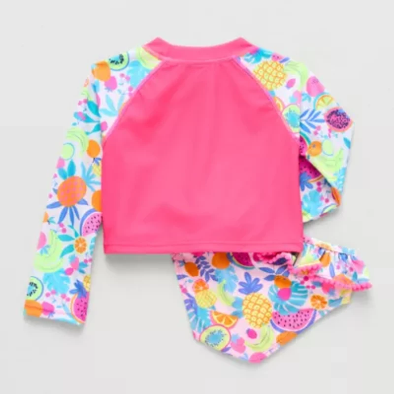 Okie Dokie Toddler & Little Girls Floral 2-pc. Rash Guard Set
