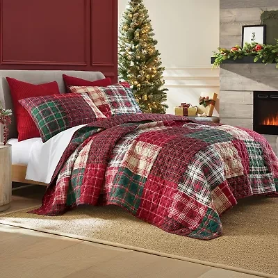 North Pole Trading Co. Holiday Plaid Patchwork Quilt Set