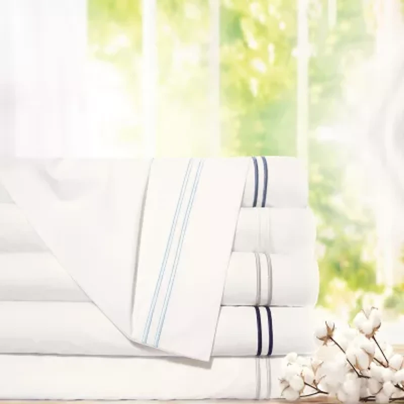 Pointehaven Long Staple Cotton Percale Deep Pocket Oversized Double Stitch 300tc Sheet Set