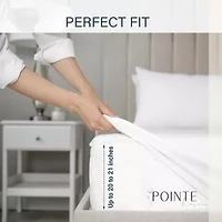 Pointehaven Long Staple Cotton Percale Deep Pocket Oversized 3 Lines Embroidered 300tc Sheet Set