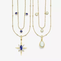 Womens Lab Created Multi Color Opal 14K Gold Over Silver Pear 16 Inch Pendant Necklace