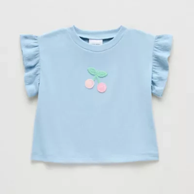 Okie Dokie Baby Girls Round Neck Short Sleeve Regular Fit Graphic T-Shirt