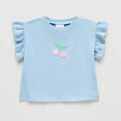 Okie Dokie Baby Girls Round Neck Short Sleeve Regular Fit Graphic T-Shirt