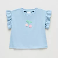 Okie Dokie Baby Girls Round Neck Short Sleeve Regular Fit Graphic T-Shirt