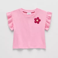 Okie Dokie Baby Girls Round Neck Short Sleeve Regular Fit Graphic T-Shirt