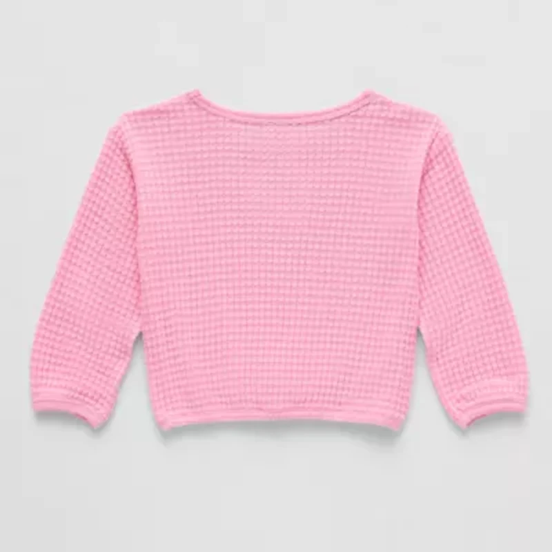 Okie Dokie Waffle Toddler & Little Girls Round Neck Long Sleeve T-Shirt